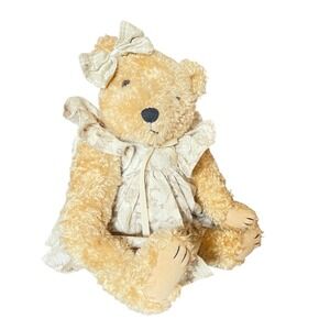 Bearly People Plush Teddy Bear Hinged Legs Sit Up Removable Dress & Pants 15"